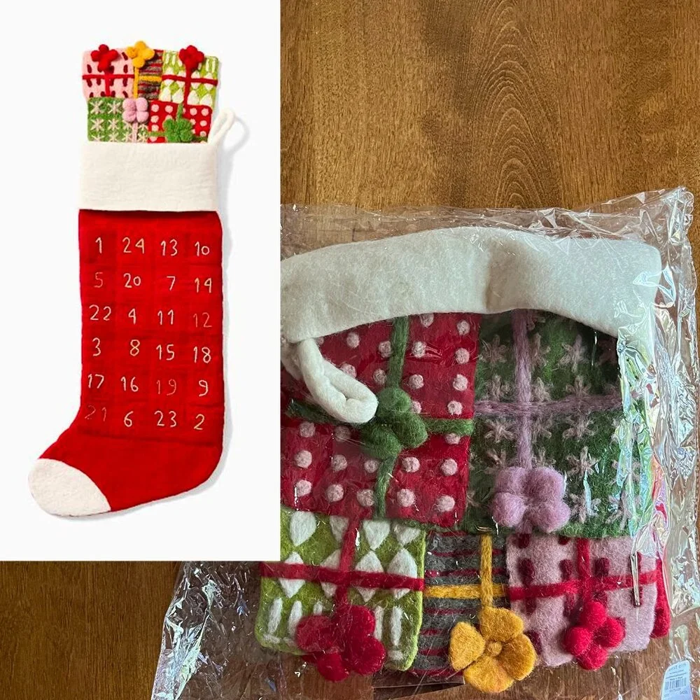 West Elm felt Advent stocking NWT
